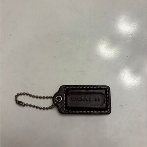 Coach brown leather key/ bag fob tag